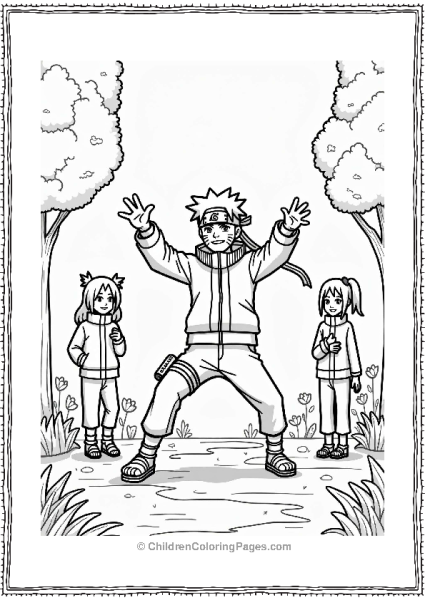 Naruto Performing Rasengan With Friends Free PDF Printable