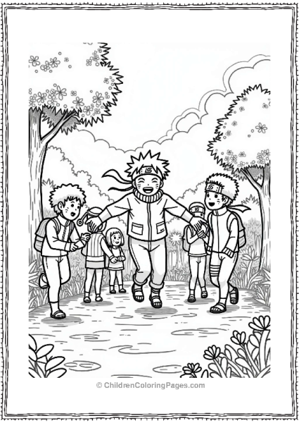 Naruto Playing Tag With Kids Free PDF Printable