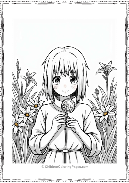 Naruto Sakura Examining Herbs In The Forest Free PDF Printable