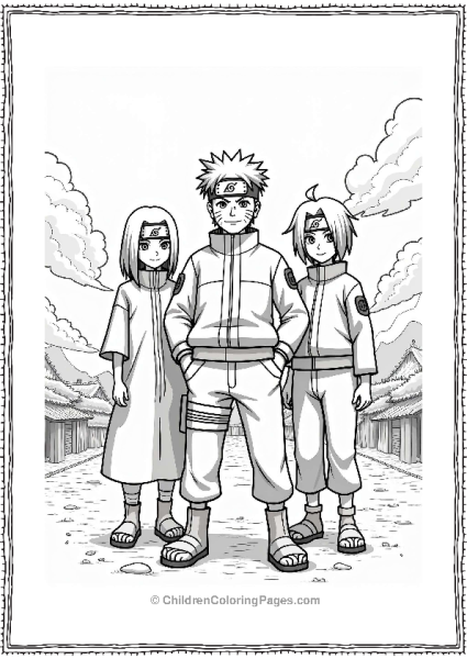 Naruto With Friends In A Village Free PDF Printable