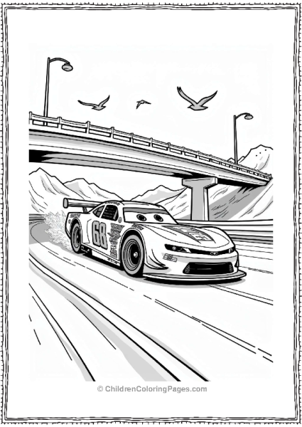 Nascar Fast Car Under Scenic Overpass Free PDF Printable