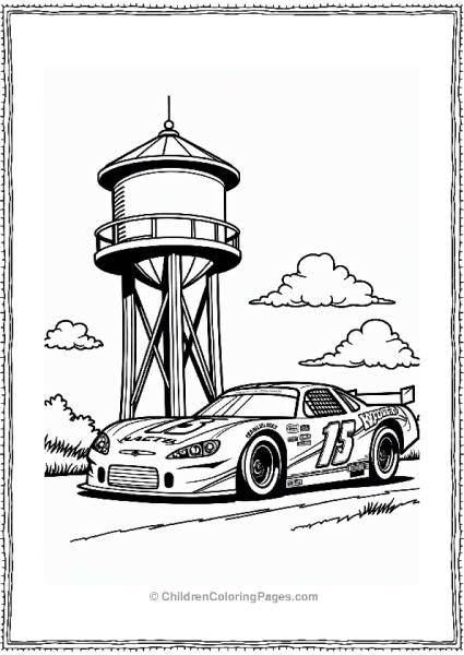 Nascar Race Car By Water Tower Free PDF Printable