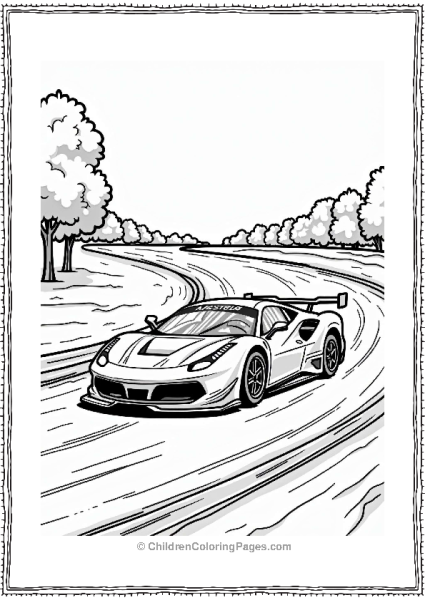 Nascar Sleek Race Car Drifting On A Winding Track Free PDF Printable
