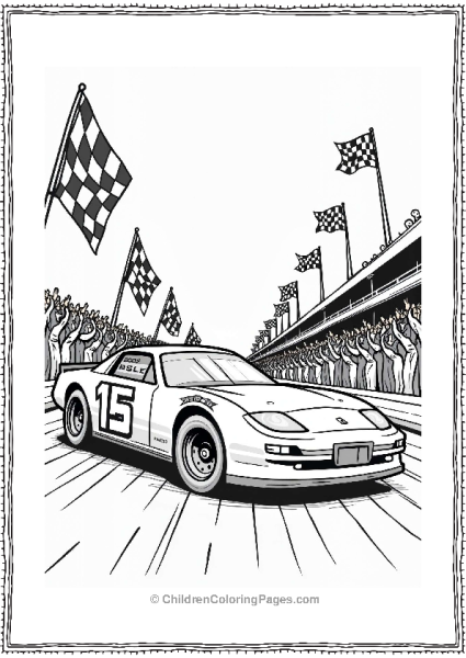 Nascar Vehicles In Victory Lane With Racing Flags Free PDF Printable