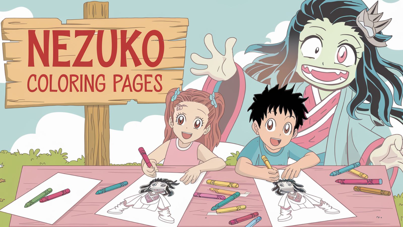 Nezuko Coloring Pages – Free PDF Printables 🌸🐾👫💞