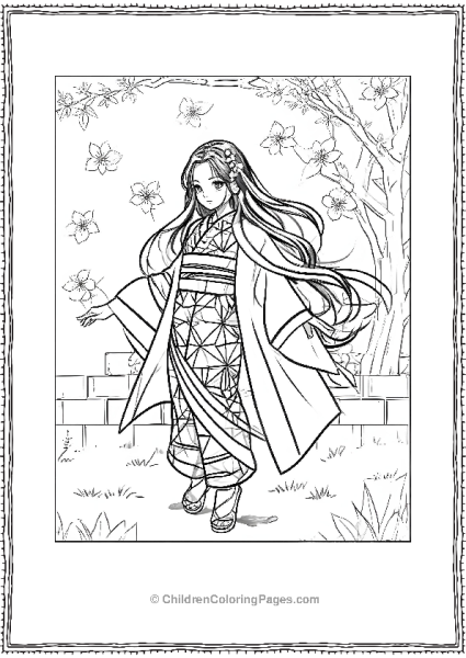 Nezuko In The Courtyard Free PDF Printable