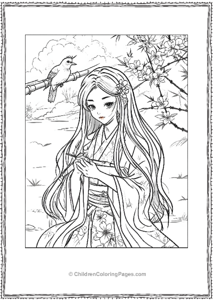 Nezuko With A Bird Free PDF Printable