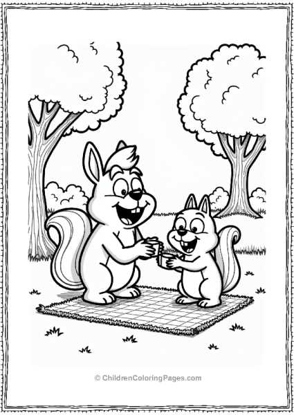 Nickelodeon Bunsen Presenting Nut To Squirrel In Park Free PDF Printable