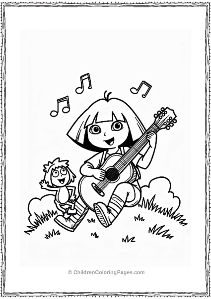 Nickelodeon Dora The Explorer Playing Guitar With Boots Free PDF Printable