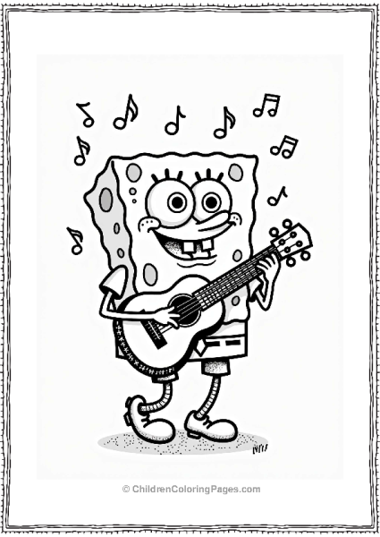Nickelodeon Happy SpongeBob Playing Ukulele Free PDF Printable