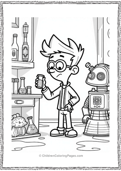 Nickelodeon Jimmy Neutron In His Futuristic Lab Free PDF Printable