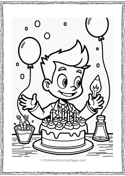Nickelodeon Jimmy Neutrons Science Party Coloring Page Free PDF Printable