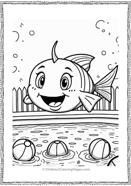 Nickelodeon Silly Cartoon Fish Diving Into Beach Balls Free PDF Printable