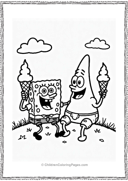 Nickelodeon SpongeBob And Patrick Sharing Ice Cream Free PDF Printable