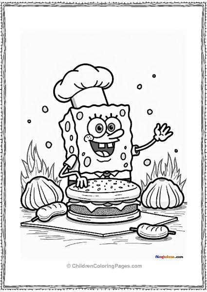 Nickelodeon SpongeBob Cooking A Giant Krabby Patty Free PDF Printable