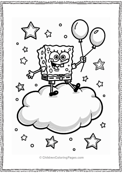 Nickelodeon SpongeBob SquarePants On A Fluffy Cloud Free PDF Printable