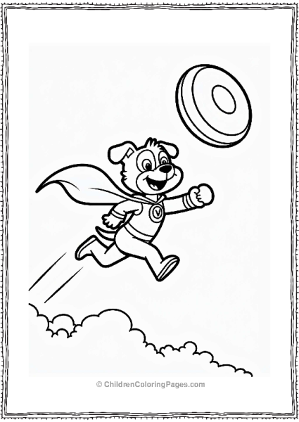Nickelodeon Superhero Dog Chasing Frisbee Free PDF Printable