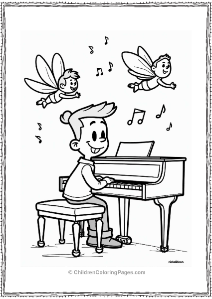 Nickelodeon Timmy Turner Playing Piano With Fairy Godparents Free PDF Printable
