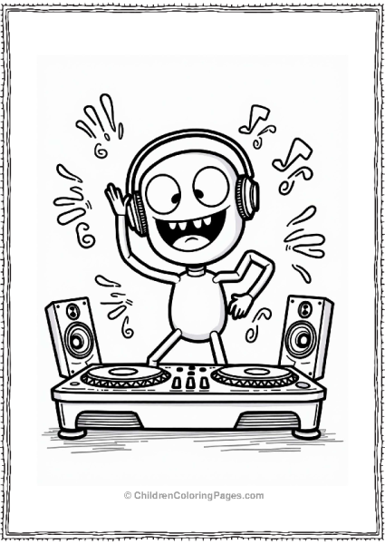 Nickelodeon Zim Dancing Behind DJ Turntable Free PDF Printable