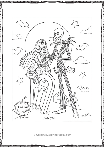 Nigtmare Before Christmas Jack Skellington And Sally At A Cemetry Free PDF Printable