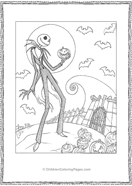 Nigtmare Before Christmas Jack Skellington Posing With Bats Free PDF Printable