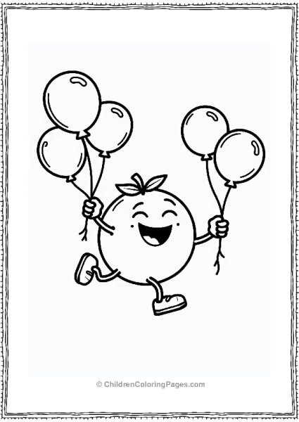 Orange Character With Balloons Free PDF Printable