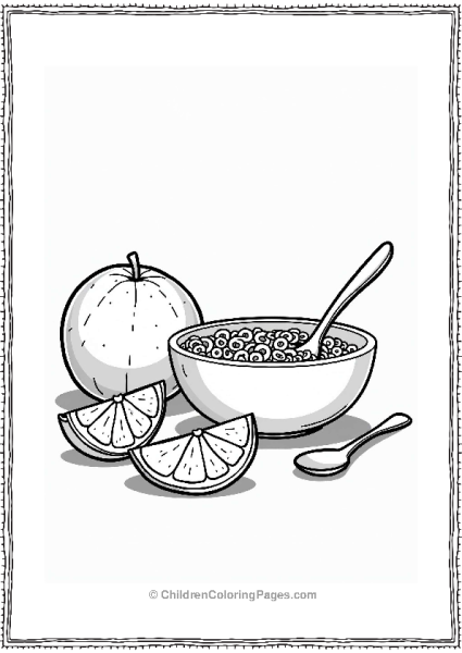 Orange Fruit Breakfast Scene Free PDF Printable