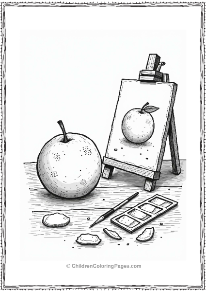 Orange Fruit In An Artists Workspace Free PDF Printable