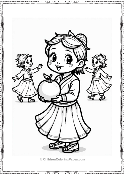 Orange Fruit In Traditional Dance Free PDF Printable