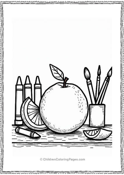 Orange Fruit With Art Supplies Free PDF Printable