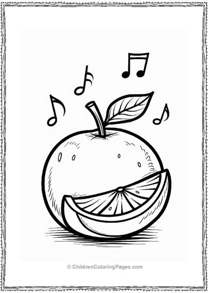 Orange Fruit With Musical Notes Free PDF Printable