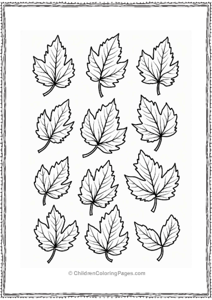 Orange Leaf Coloring Patterns Free PDF Printable