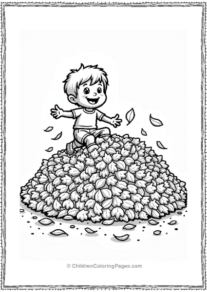 Orange Leaves Pile With Happy Child Free PDF Printable