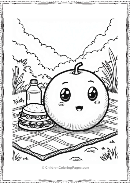 Orange Picnic Scene Free PDF Printable