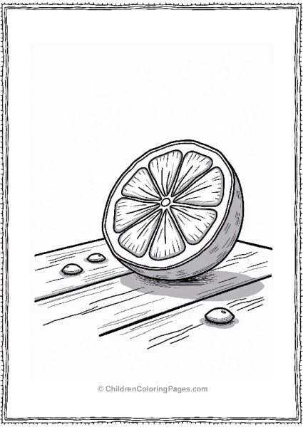 Orange Slice On Wooden Table Free PDF Printable
