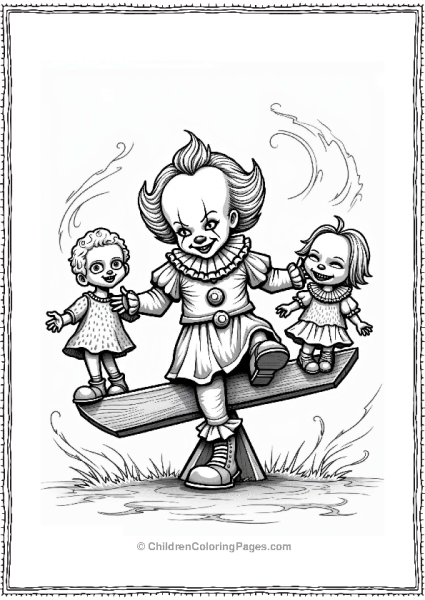 Pennywise Clown Teeter Totter In Mist Free PDF Printable