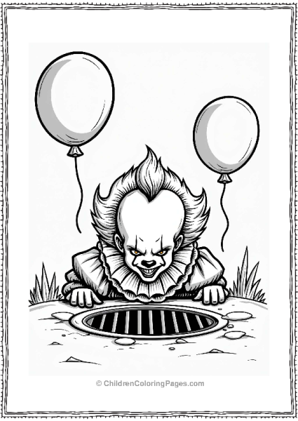 Pennywise Emerging From Storm Drain Free PDF Printable