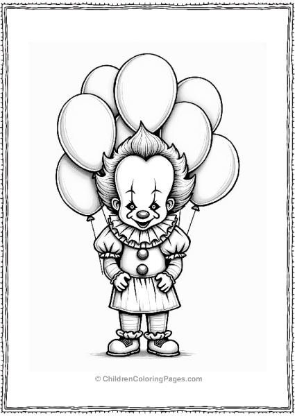 Pennywise Peeking Behind Balloons Free PDF Printable