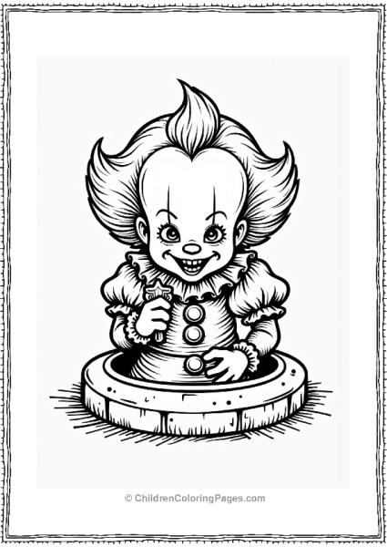 Pennywise Peeking From A Manhole Free PDF Printable