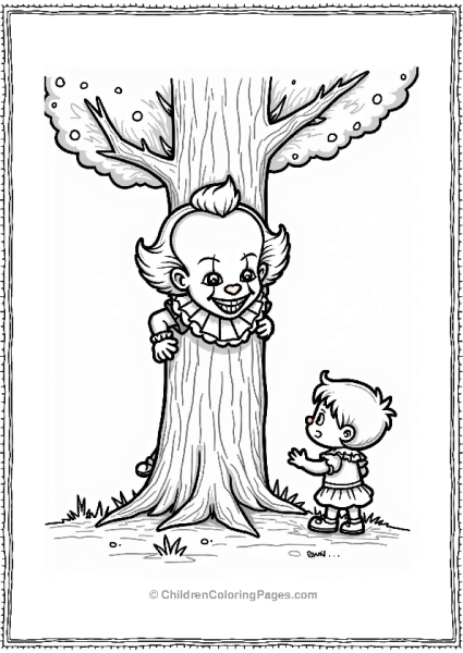 Pennywise Peeking From Behind A Tree Free PDF Printable
