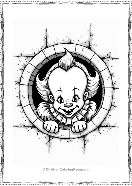 Pennywise Peeking From The Sewer Grate Free PDF Printable