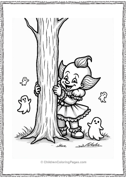 Pennywise Playing Tricks Behind A Tree Free PDF Printable