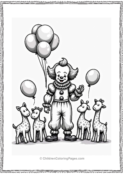 Pennywise Surrounded By Balloon Animals Free PDF Printable