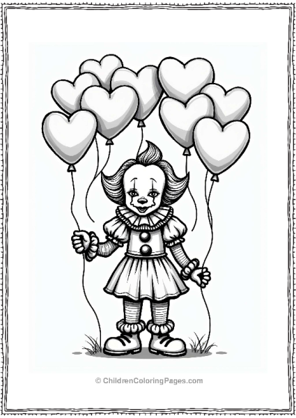 Pennywise Surrounded By Floating Hearts Free PDF Printable