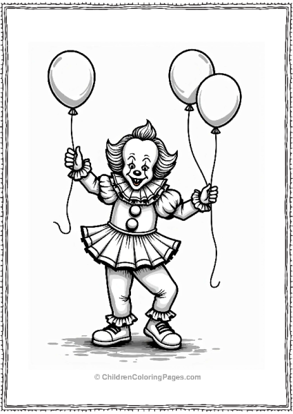 Pennywise The Clown Dancing Among Balloons Free PDF Printable