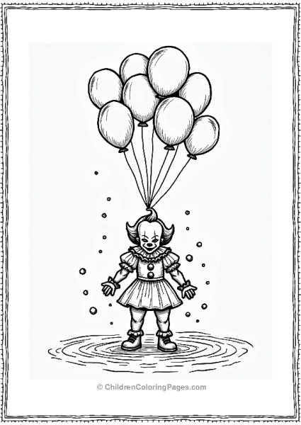 Pennywise Underwater With Balloons Free PDF Printable