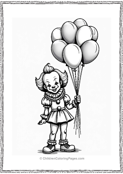 Pennywise With Balloon Bouquet Free PDF Printable