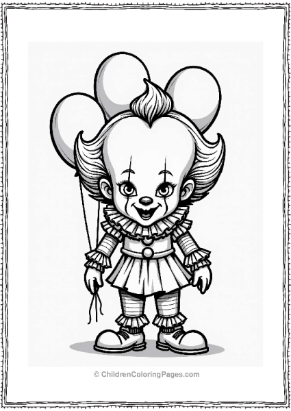 Pennywise With Changing Eyes And Balloons Free PDF Printable