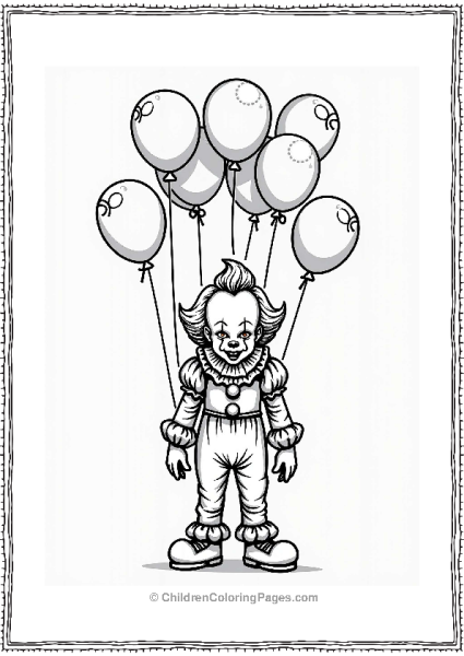 Pennywise With Floating Balloons Free PDF Printable