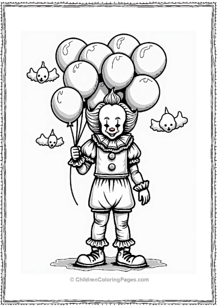 Pennywise With Spooky Balloons Free PDF Printable